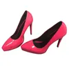 2022 Klassieke handgemaakte dames stiletto hoge hakken jurk schoenen octrooi lederen sexy platform slip-on avondfeest prom mode roze hof pompen D749