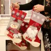 Julstrumpor presentpåse Stor Xmas Santa Elk Snowman Candy Stockings Gift Holders Ornament Juldekorationer för hem T200909