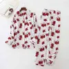 Pigiama leopardato vintage set pigiama in flanella moda pigiama invernale in cotone spazzolato al 100% per 210809