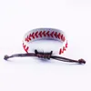 Pulseira de baseball estilo esportivo pulseira pulseira ajustável para mulheres couro genuíno