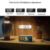 Rechargeable Digital Alarm Clock Voice Control Sze Night Mode Table Music Electronic LED s Despertador 220311