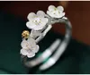 SA SILVERAGE Moment argent naturel bijoux de mode Vintage fleur bague de mariage bandes plante filles pour les femmes 2021