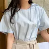 Süße Fliege Oansatz Frauen Blusen Kausal Kurzarm Koreanische Shirts Sommer Mode Blusas De Mujer 6J028 210603