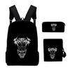 Mochila Ghostemane Merch Cosplay Conjunto 3 Peças Meninos Meninas Mochila Escolar Bolsa Transversal Estojo Lápis Crianças Laptop Mochila