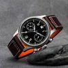 Escapement TimeQuartz 6S21 Rörelse Pilot Flieger Chronograph Watch Black Dial och 40mm Case Vattentät 100m 210804