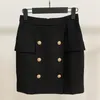 High Street EST Дизайнерская юбка для карьеры Женская металлическая львиная пуговица украшенная мини -юбка 210311