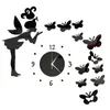 Stickers muraux 3D Art miroir papillon fée autocollant horloge bricolage chambre d'enfants décor à la maison LOTE88