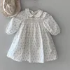 Korean Baby Girls Smocked Dress Kids Floral Romper Sister Matching Clothes Twin Outfits Newborn Girls Hand Made Smocking Dress 210315