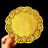 100pcs 8.5 10.5Ink guldfolie Doilies Silver Round Papper Mats Kaka Pads Party Desk Decoration 210817