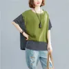 Oversized Striped T Shirt Kvinnor Bomull Linen Koreansk Tshirt Patchwork Vintage T-shirt Estetisk Tee Femme Kvinna Topp sommar 210720