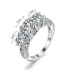 Cluster Rings S925 Silver Color 2 S VVS1 Diamantring för kvinnor Lyxig Bague eller Jaune Bizuteria Birthstone Gemstone 925 Smycken