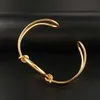 JOVO Big Circle Stainless Steel Bangle Bracelets for Women Gold Knot Open Cuff Bangles Female Party Jewelry Accessories P0813837971058778