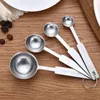 4pcs Stainless Steel Measuring Spoon Tea Cooking Baking Measure Scoop Cup Kitchen Coffee Tools DH8677