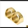 Band Mens Two Fingers Double Boys Gold-Color 316L Stainless Steel Metal Ring Hiphop Punk Style Jewelry Rings Drop Delivery 2021 A1Kye