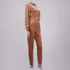Colysmo Velor Matching Sets Rits Pocket Cropped Hoodie Elastische Taille Joggingbroek Loungewear Vrouwen Trainingspak Twee stuk Outfits 210527