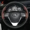 For Toyota Highlander Corolla Camry RAV4 Levin MarkX avalon DIY Carbon Fiber Leather Suede Leather Steering Wheel Cover2824