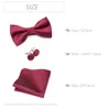 Herren Bowtie Taschentuch Manschettenknöpfe Set Solide Mode Schmetterling Krawatten für Männer Krawatte Party Mann Geschenk Hochzeit Kleid Zubehör