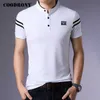 Coodrony Brand Summer Short Sleeve T Shirt Män Bomull Tee Homme Streetwear Fashion Stand Collar T-Clothes C5096s 210716
