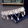 Perle d'oro Gioielli per capelli da sposa Collana da sposa Orecchini con tiara Set di gioielli da donna Accessori H1022