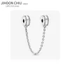 Authentic 100% 925 Sterling Silver DIY Beads security chain Fit Pandora Charms Bracelet DIY Women Original Beads Jewelry Q0225