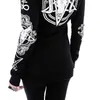 5xl Gothic Punk Print Hoodies Sweatshirts Kvinnor Långärmad Svart Jacka Zipper Coat Höst Vinter Kvinna Casual Hooded Toppar 210803