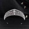 Silver Color Crown and Tiara Akcesoria do włosów dla kobiet Akcesoria ślubne Kryształ Bridal Kryształ Rhinestone Diadema Headpiece