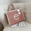 Femmes fourre-tout hiver moelleux grande capacité sac à provisions de luxe femme concepteur doux fourrure en peluche sac à main