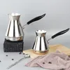 Turkish Coffee Pot Cezve Ibrik Stainless Steel Long Handle Finjan Milk Butter Melting Jug 250/350/550/650ml 220301