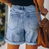 Shorts femininos roupas femininas casuais elásticos soltos de cintura larga perna larga jeans curtos retos 2021 verão plus size jeans stretwear