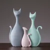 Nordic Nowoczesny Różowy Zielony Ceramiczny Jeleń Cat Figurki Home Decoration Rzemiosło Salon Desktop Zwierząt Ozdoby Ślubny Prezent