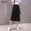 Jielur 6 Farben Koreanische Mode Sommer Rock Weibliche Chiffon Hohe Taille Gefaltete Röcke Damen S-XL Harajuku Faldas Mujer 210310