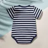 0-12M 3Pcs Baby Boy casual Stripes Solid T-shirt a maniche corte Pantaloni Tuta Set di abbigliamento Airrval per l'estate 210528