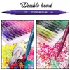 120 couleurs uniques et vibrantes FineTip 04mm et pointe de pinceau 12mm stylos à pointe de feutre de coloration pour dessin coloration 210226