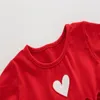 new summer fashion kids clothes baby girl dress 1-4 years red love gauze cotton short-sleeved christmas dress Q0716