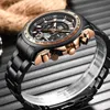 Lige saffierglas automatische horloge mannen top merk luxe volledige stalen sport mechanische horloge mode 100m waterdichte mannen horloges 210527