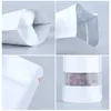 100Pcs White Mylar Foil Zip Lock Stand Up Bag with Frosted Window Self Seal Reusable Tear Notch Doypack Food Coffee Bean Pouches