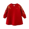 2021 hiver 2 3 4 5 6 7 8 9 10 12 ans broderie rouge ethnique épaississement traditionnel chinois nouvel an style robe pour enfants filles G1218