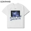 Gonthwid camisetas Streetwear solta gótico punk rocha hip hop menina olhos imprimir manga curta Tees de algodão casual harajuku tshirt tops c0315