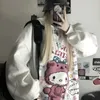 Koreański Luźny Z Długim Rękawem Biała Bluza Kobiety Oversized Kawaii Anime Hoodie Vintage Różowe Topy Kobiet Cute Bluzy 210809