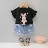 2021 Baby Mädchen Kleidung Trainingsanzug Für Kinder Kleidung Mädchen Sets Top + Rock Loch Jeans Kinder Kleidung Mädchen 1-6 jahr X0902