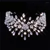 Luxury High Quality Zirconia Wedding Handmade Hair Band Bride Crown Accessories Party Jewelry Clips & Barrettes