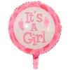 Partihandel 18 tums babyballonger 50st/Lot Baby Boy Girl Aluminium Foil Balloon Baey First Birthday Party Decorations