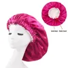 Beanie / Skull Caps Solid Färg Vändbar Silky Satin Bonnet Double Layer Sleep Natt Cap Head Cover Hat för Curly Springy Hair Black