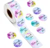 500pcs Roll 1inch 1.5inch Colorful Thank You Label Adhesive Stickers Store Box Gift Bag Baking Package Wedding Decoration