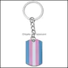 Keychains Fashion Accessories Blandade Pride LHBT Bisexual Round Key Chain Metal Drop Delivery 2021 8DE