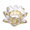 Verschillende kleuren 110mm Crystal Lotus Ambachten Glas Kaars Houder Miniaturen Papergewicht Tafel Ornamenten Gift Home Decor Accessoires