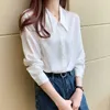 Kore Kadınlar Ipek Gömlek Beyaz Gömlek Kadın Uzun Kollu Saten Bluz Şifon Bluzlar Artı Boyutu Bayanlar XXL 210604 Tops
