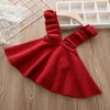 Aile Coniglio 2019 Autunno Ragazze Vestito Ragazza Abbigliamento Maglione lavorato a maglia Bambini Per Robe Fille Bellissimi Abiti Marrone Rosso Q0716