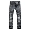 Handel Classic Retro Jeans Män Straight Slim Zipper Decoration Light Fold Skinny Denim Pants Fashion Stretch Hip Hop Jogger Jeans 210622