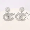 Dames Plaqué Or 18K Marque De Luxe Designers Grandes Lettres Boucles D'oreilles Classique Géométrique Femmes 925 Argent Cristal Strass Perle Boucle D'oreille De Noce Jewerlry